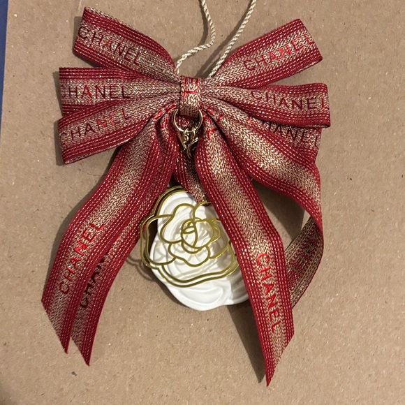 Chanel Red and Gold Ribbon with White Floral Accent - Picture 3 of 16